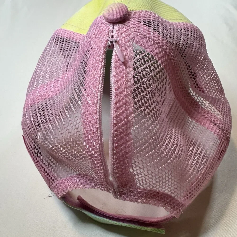 Angela & William Tie Dye Ponytail Trucker Hat Pink Mesh Baseball Cap One Size